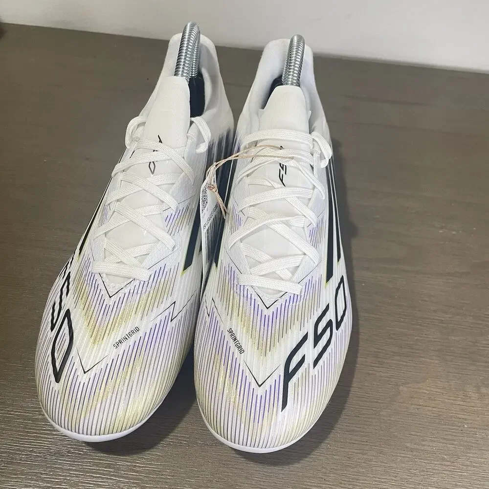 Adidas Mens Size 8 Soccer Cleats NEW F50 League FG MG White Purple Gold JI0005